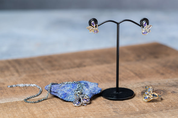 Tanzanite + Sapphire Leaf Swirl