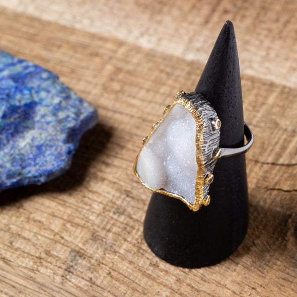White Druzy + Sapphire Organic Beauty