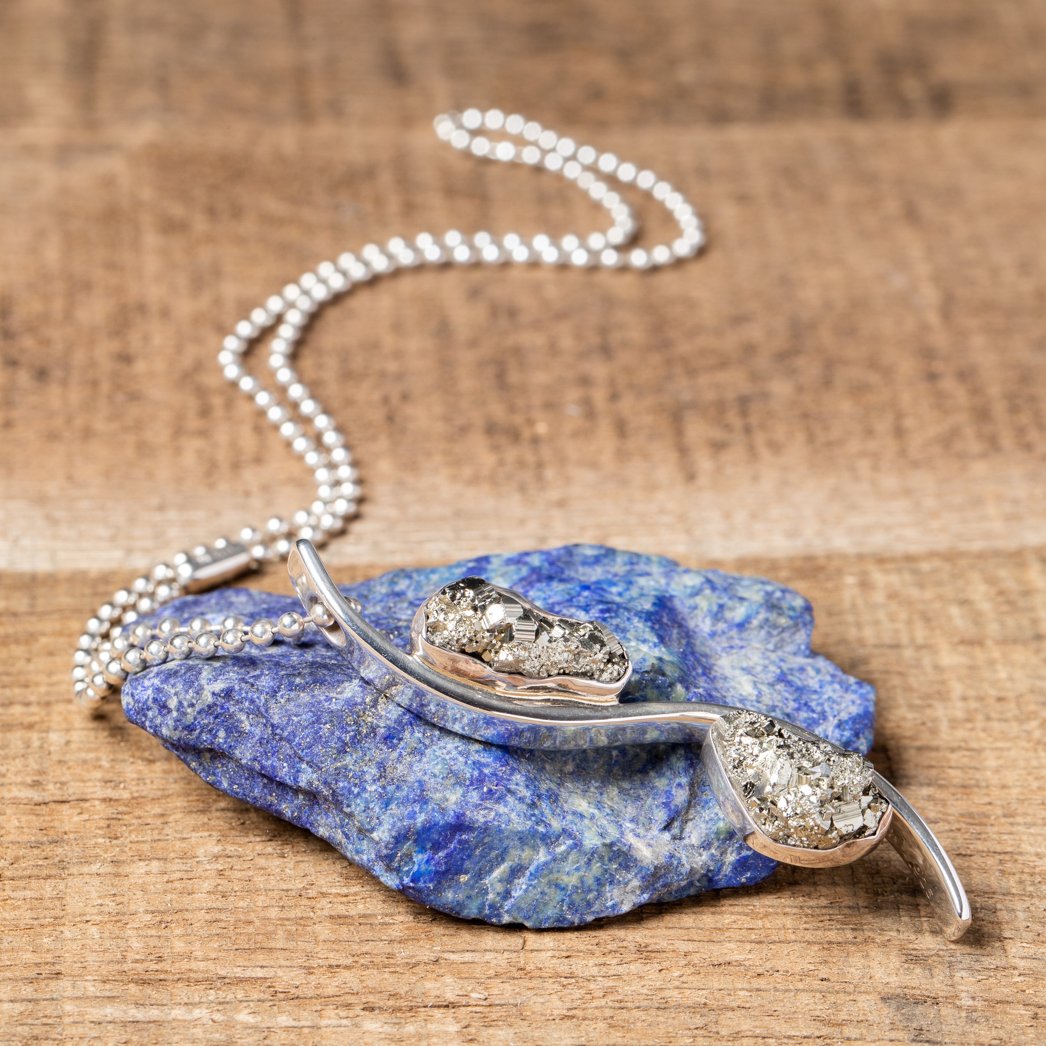 Raw pyrite necklace top