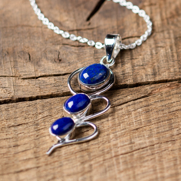3-Stone Swirly Drop Necklace