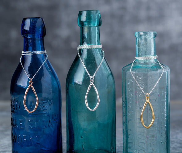 Hammered Metal Open Teardrop Necklace