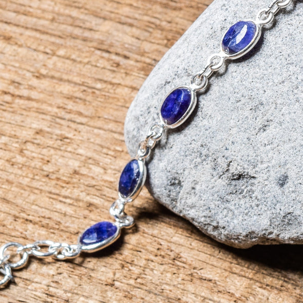 Delicate Faceted Stone Link Bracelet