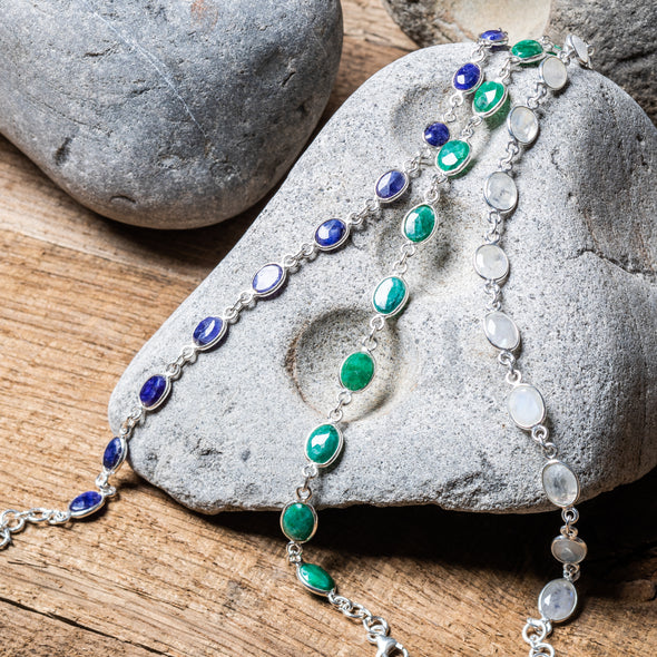 Delicate Faceted Stone Link Bracelet