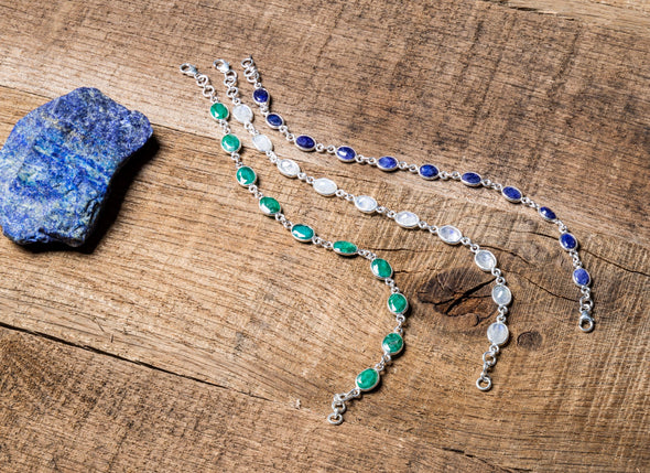 Delicate Faceted Stone Link Bracelet