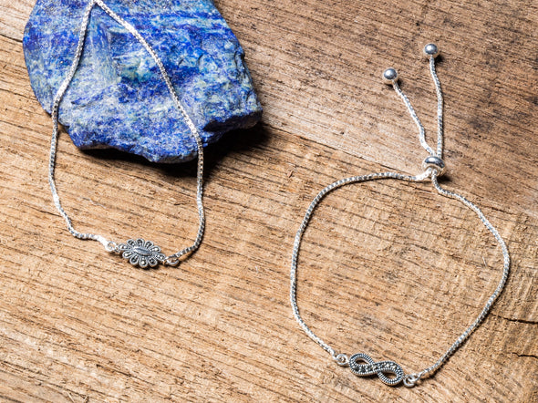 Delicate Marcasite Adjustable Chain Bracelets