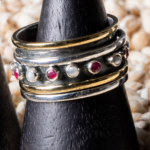 Banded Stone Spinner Rings