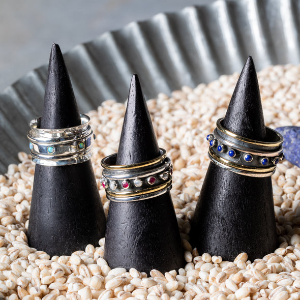 Banded Stone Spinner Rings