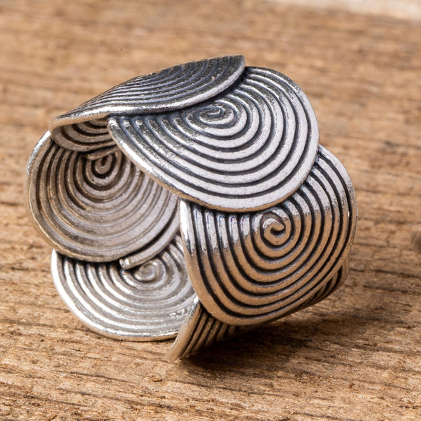 Hammered Spirals + Loops Rings