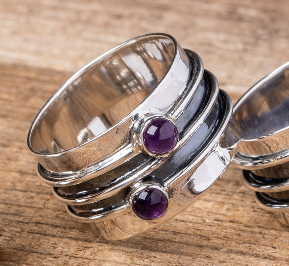 Banded Metals 2-Stone Ring