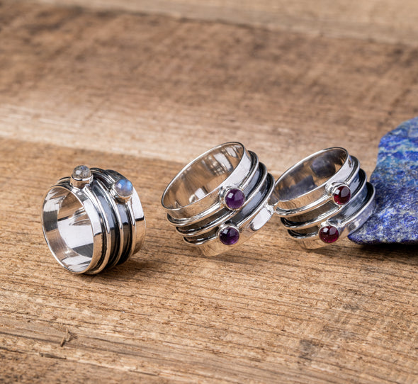 Banded Metals 2-Stone Ring