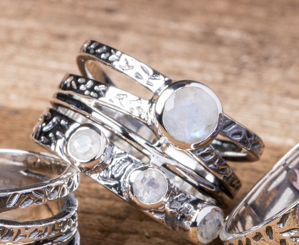 Textured Multi-banded Stone Ring