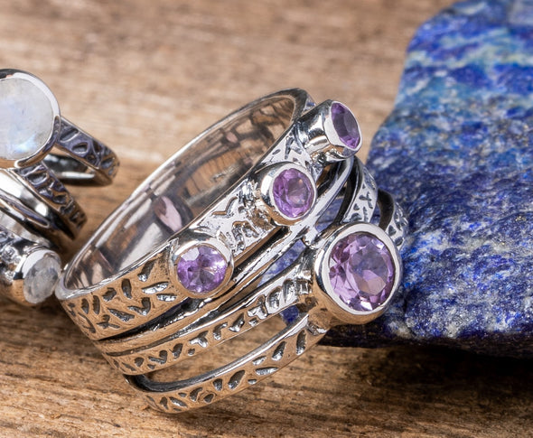 Textured Multi-banded Stone Ring