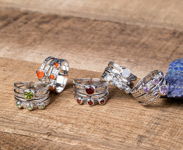 Textured Multi-banded Stone Ring