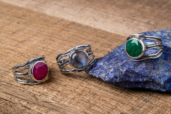 Stylized Branch Stone Ring