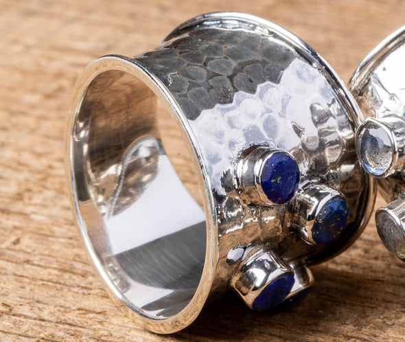 Hammered Band With Raised Stones