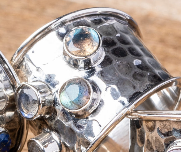 Hammered Band With Raised Stones