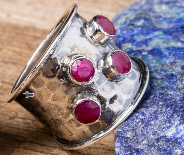 Hammered Band With Raised Stones