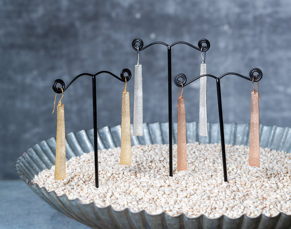 Long Hammered Drop Earrings