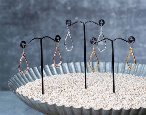Hammered Open Teardrop Earrings