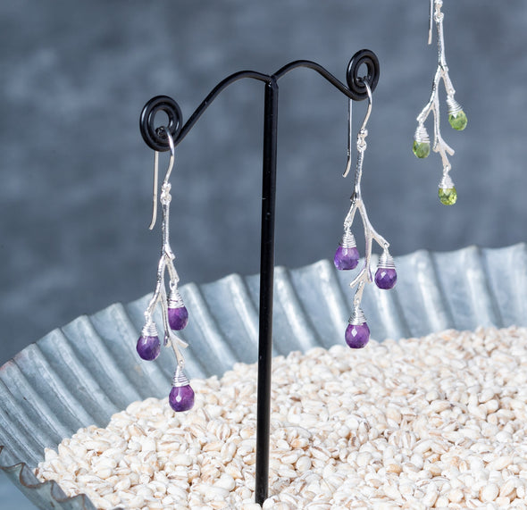 Branched Stone Drop Earrings