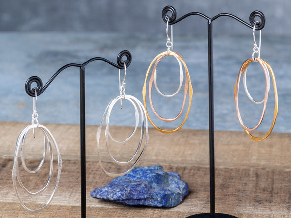 Hammered Triple Hoop Earrings
