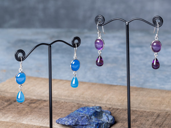 Oval + Teardrop Cabachon Earrings