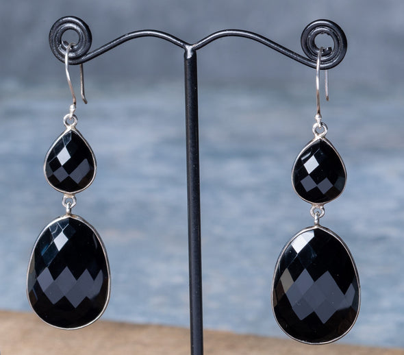 Large Mosaic Cut Oval + Teardrop Earrings