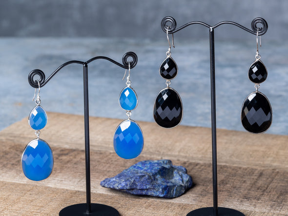 Large Mosaic Cut Oval + Teardrop Earrings