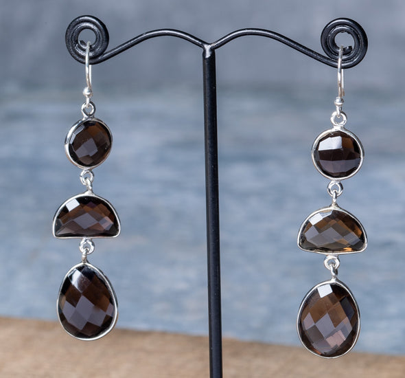 Large 3-Stone Sparkle-Cut Earrings