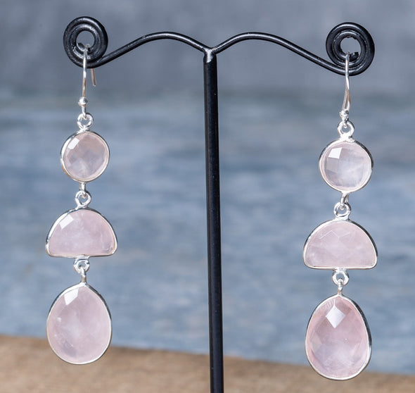 Large 3-Stone Sparkle-Cut Earrings