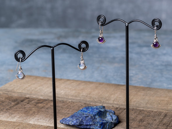 Round Drop With Fan Detail Earrings