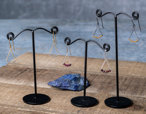 Chain Drop Curved Triangle Earrings