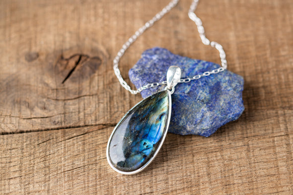 Large Labradorite Teardrop Necklace