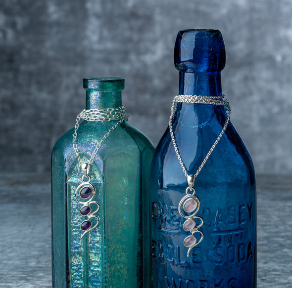 3-Stone Swirly Drop Necklace