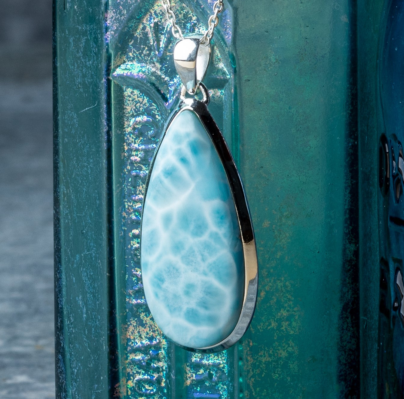Large larimar necklace online